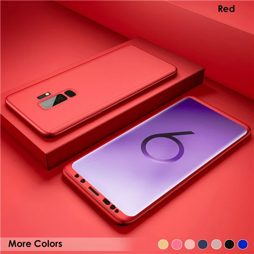 Red VBNBV 360 Полный чехол для телефона samsung Galaxy Note 8 9 PC жесткий защитный чехол для samsung S10 Plus S10E S8 S9 S7 Edge - Цвет: Red