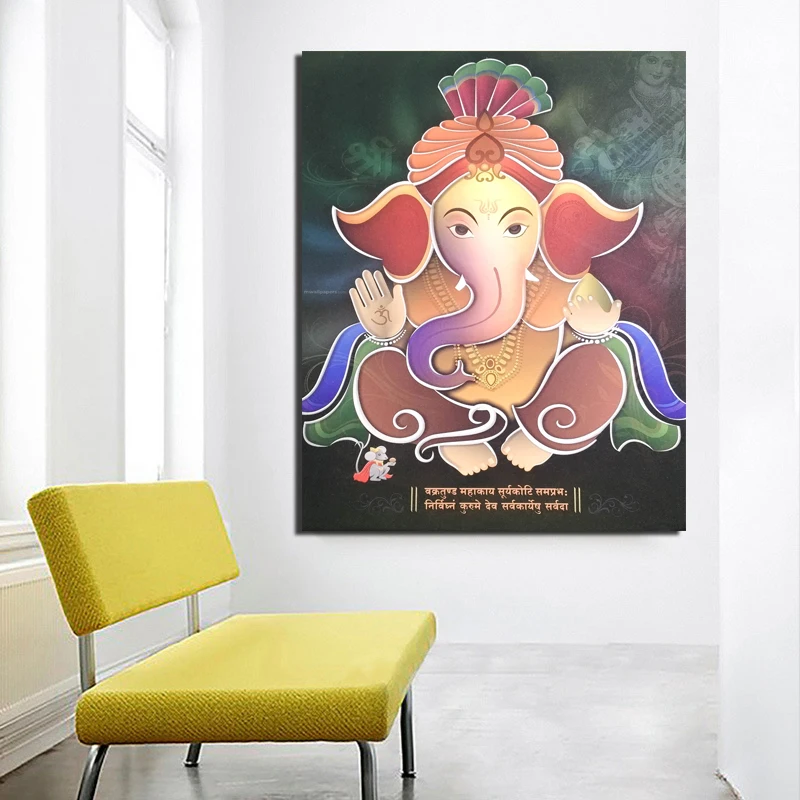 Настенные художественные плакаты и принты Ganesha живопись на холсте декоративное
