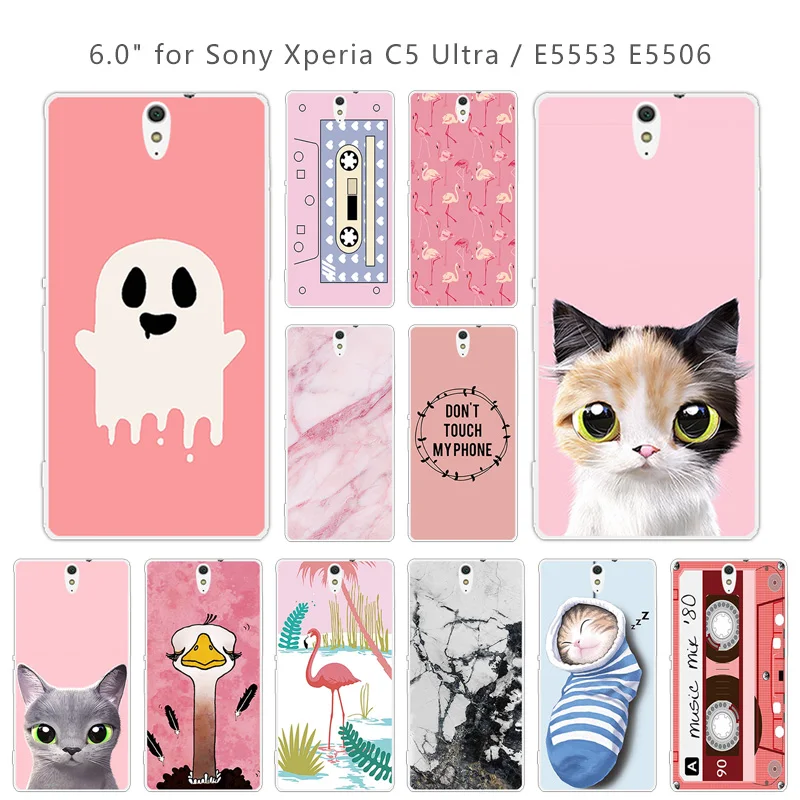 For Sony Xperia C5 Phone Cases Soft Silicone Pink Back Cover 6.0 inch Clear TPU for Ultra / Dual E5533 Coque |