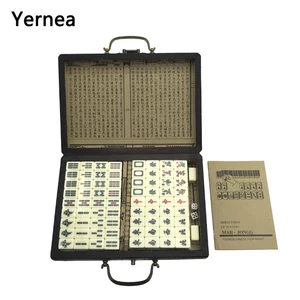 Мини Китайская Игрушка Yernea, антикварная игра маджонг, развлечение с инструкцией на английском языке, четыре ветра, настольная игра, деревянная коробка, Majiang