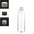Пустая круглая пластиковая бутылка cosmo, 4 унции120 мл, прозрачная ПЭТ-бутылка с белойчернойпрозрачной ребристой крышкой