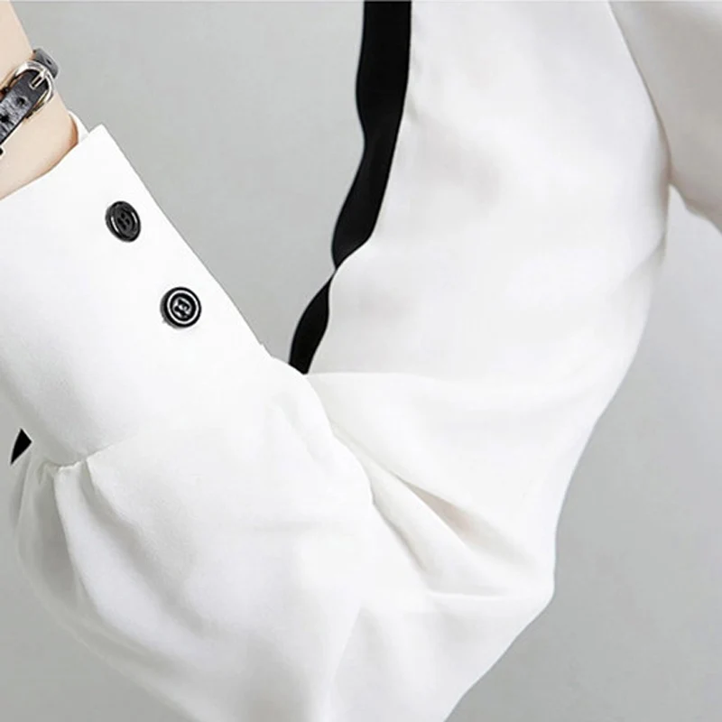 Camisas femininas Plus Size Women Work wear Blouses 2017 Chiffon Patchwork Long Sleeve Shirt and Blouse Lady Office Shirts C52 |