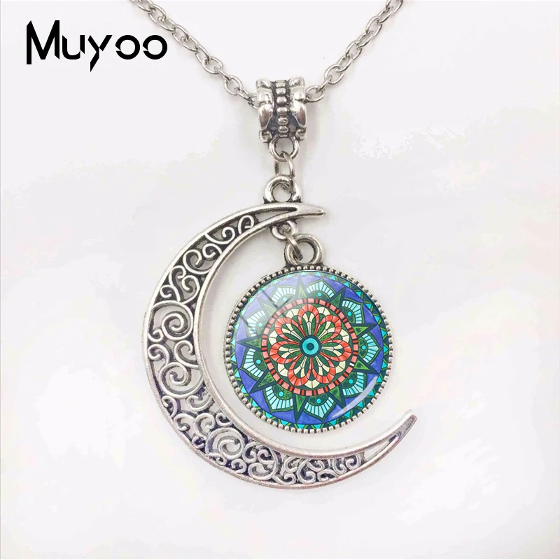 Новинка 2019 модное ожерелье с красивой мандалой цветами и луной Ювелирное
