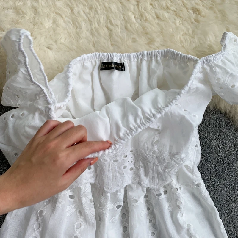 ALPHALMODA, летний женский пуловер с открытыми плечами, женское повседневное мини платье с коротким рукавом и высокой талией, женские праздничные платья