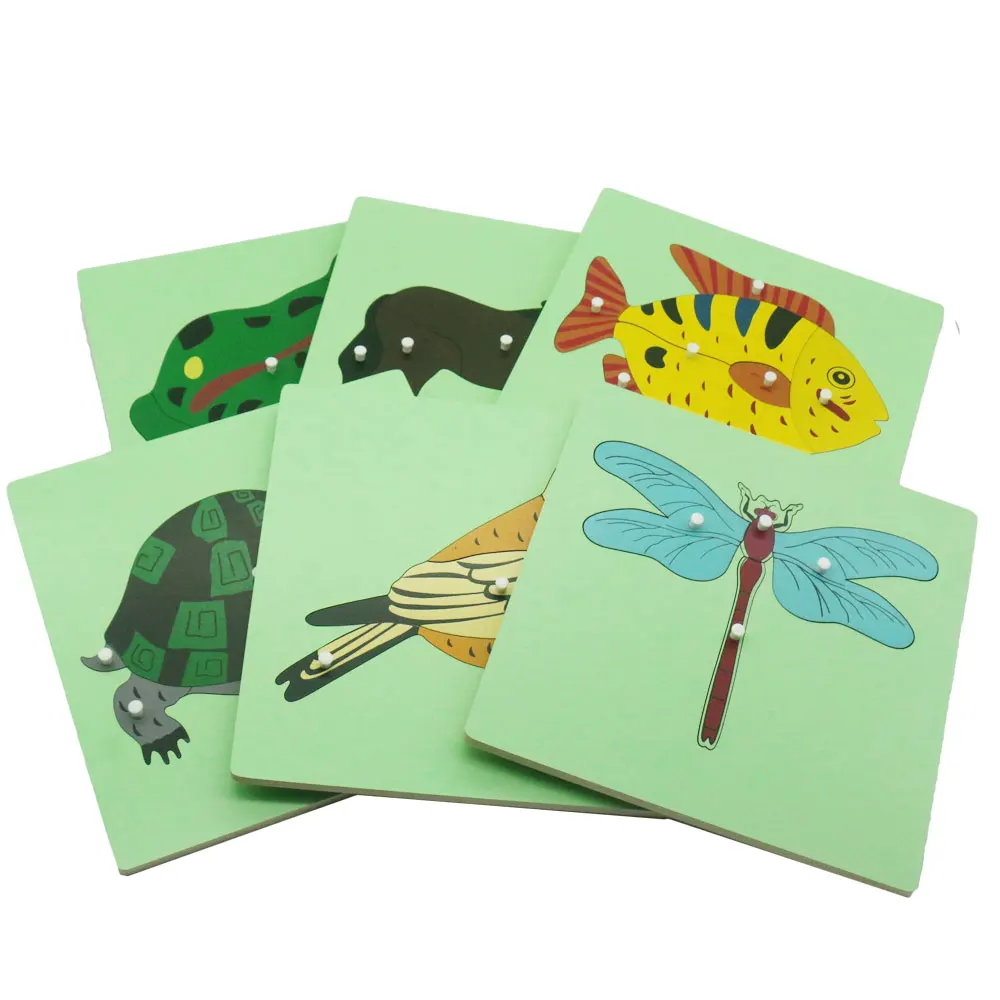 

Montessori Animal Botany Puzzle with Knob Sensorial Material Educational Learning Wooden Toys For Children Juguetes E2446F
