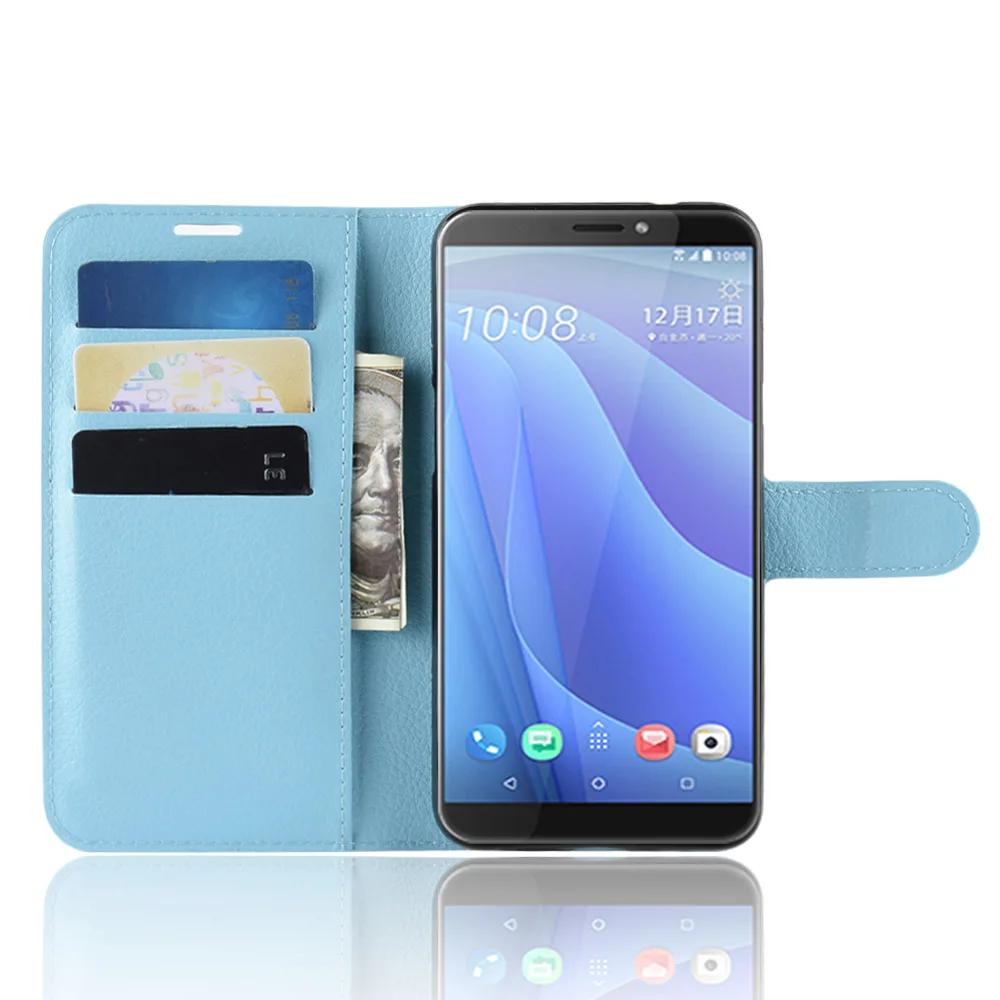 Текстурированный флип-чехол для телефона с текстурой личи для htc Desire 12S U12 Life, ретро кожаный чехол с отделением для карт