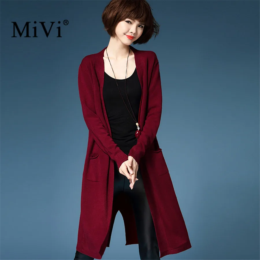 Mivi бренд Для женщин Кардиганы для свитер вязаный длинный Mujer повседневная