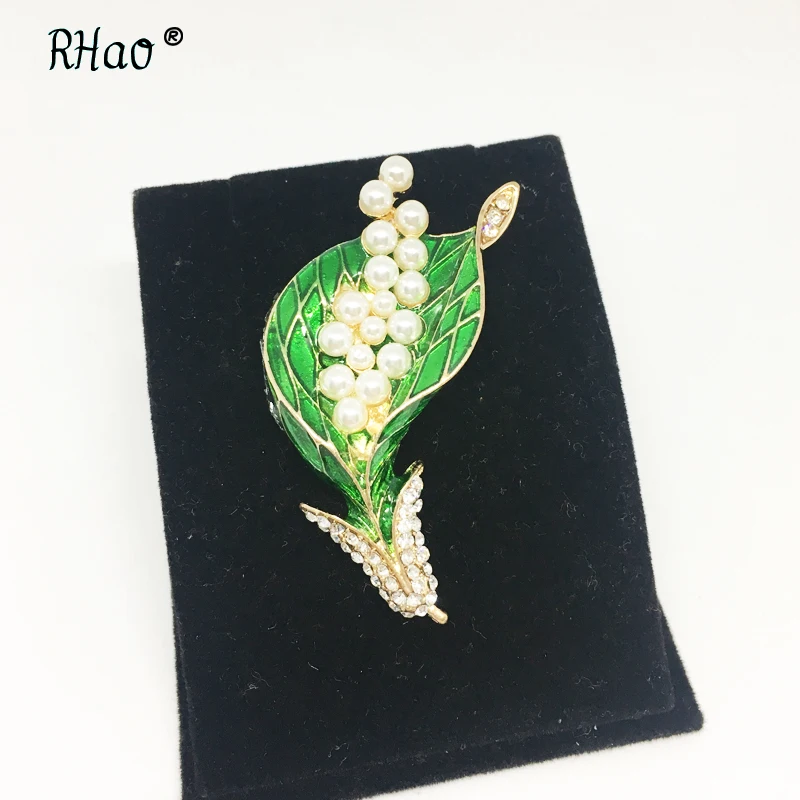 RHao зеленых листьев жемчужные броши для женщин латинский танец платья
