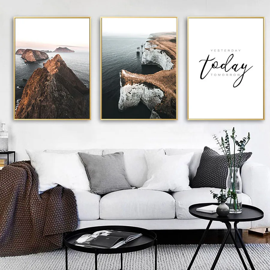 Морской пейзажные волны Холст плакат Nordic Стиль вдохновляющие Wall Art Картина