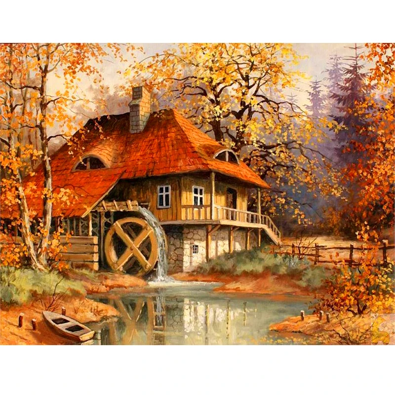 Алмазная живопись 5D Осенняя хижина картина с полными квадратными/круглыми