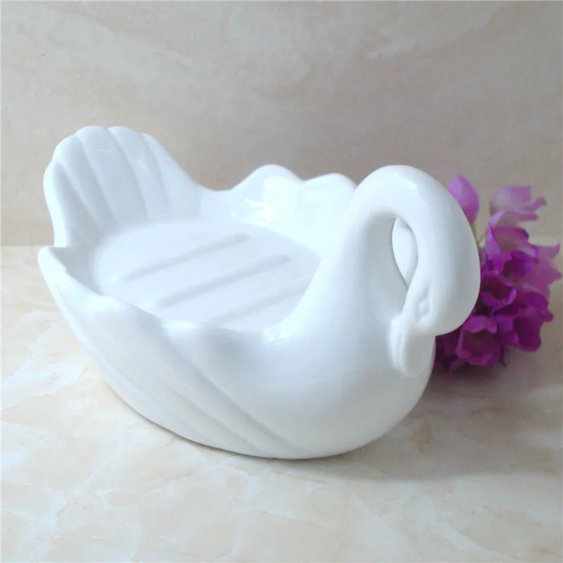 Новый год 1 шт. керамическое мыло в виде лебедей блюдо поднос держатель