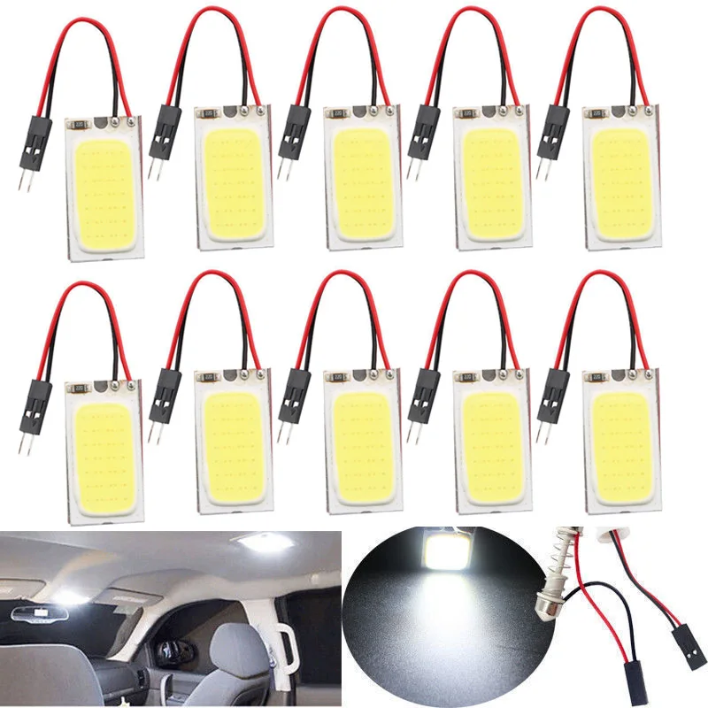 10 шт./лот 12V 6ВТ 48SMD COB светодиодный салона Купол Панель T10 гирлянда светильник