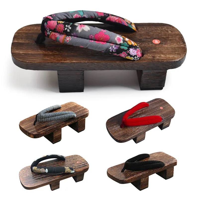 Hot Sale Geta Clogs Traditional Japanese Wooden Flip Flops Floral Home Slippers for Women Anti-slip Geta Sandal Zapatos De Mujer