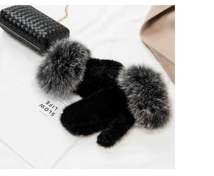 ZDFURS* брендовые модные зимние женские перчатки из натурального меха норки, вязаные варежки, толстые теплые меховые перчатки и варежки