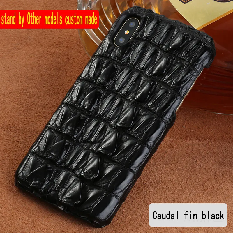 caudal fin black LANGSIDI натуральный крокодиловой кожи чехол для iPhone X XS XSMax XR 6 7 8 плюс все включено мягкий в виде ракушки защитный чехол - Цвет: caudal fin black