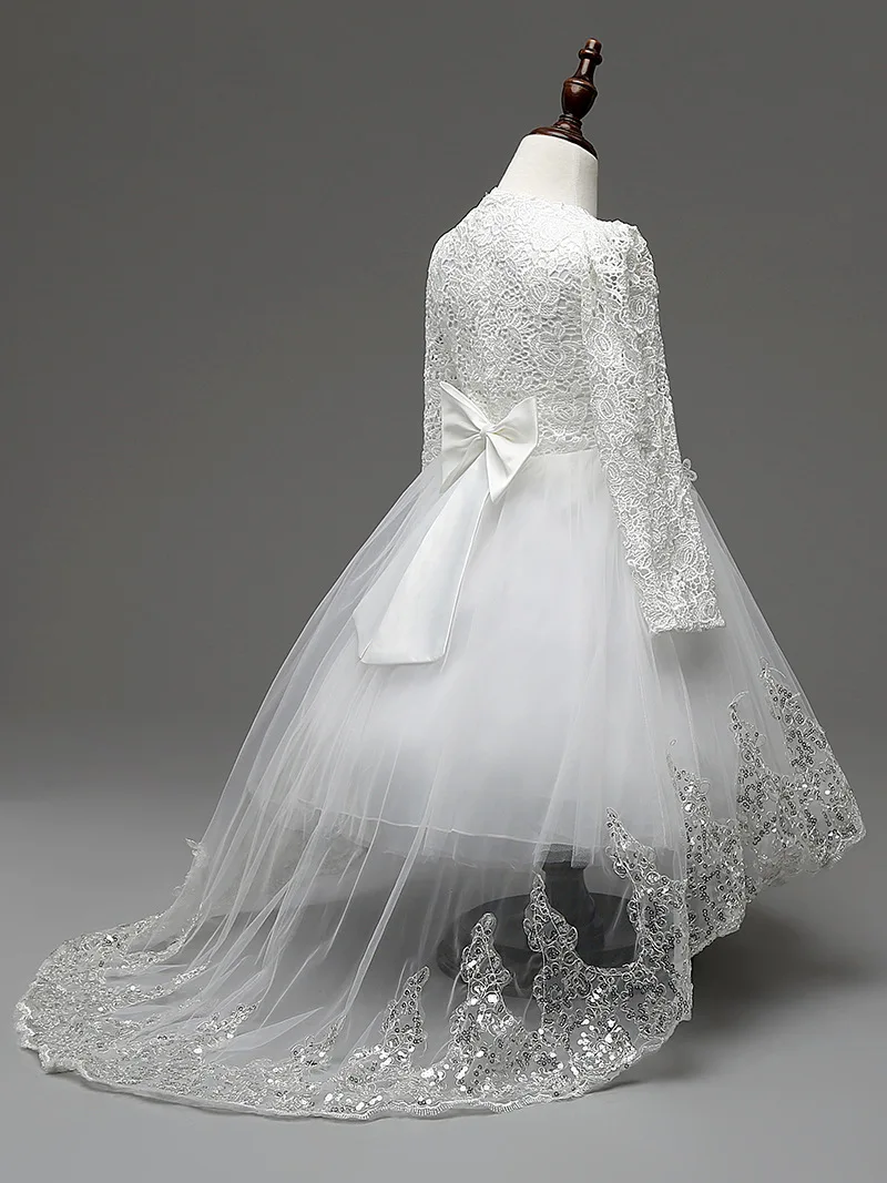 Платья для девочек кружевное платье с длинными рукавами цветами ropa de vestido princesa