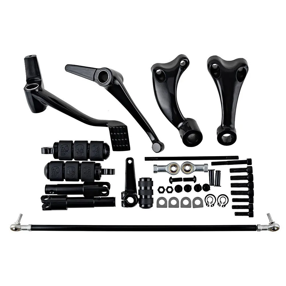 Черные передние контрольные колышки Рычажные тяги для Harley Sportster 883 XL883 Iron XL883N Custom