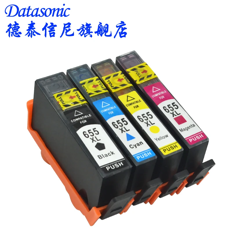DAT 4 шт. чернильный картридж для h p 655 p655 XL с чипом принтера H P 3525 4615 4625 5525 6520 6525 CZ109AE
