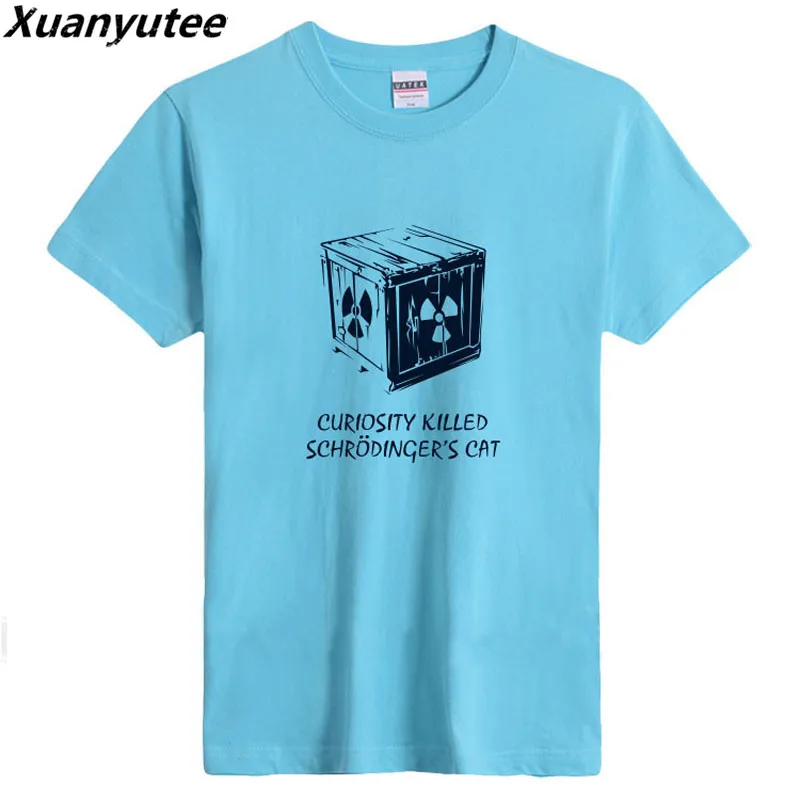 Xuanyutee Curiosity Killed Schrodinger's Cat Футболка Мужская хлопковая футболка с короткими
