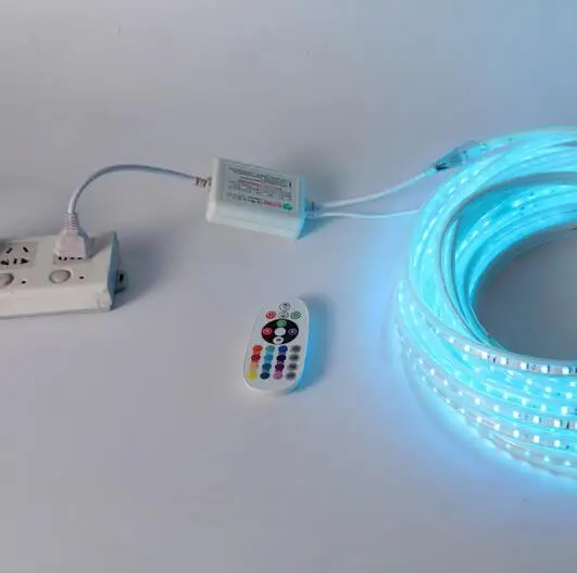 Светодиодная лента Водонепроницаемая 220 В SMD 5050 гибкая светодиодная RGB свет 1 м/2 м/3