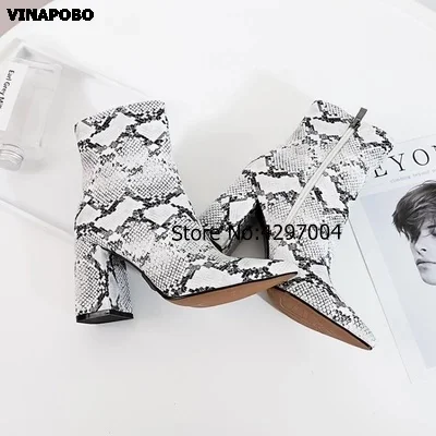 Vinapobo/женские ботильоны серебристого и золотистого цвета ботинки на высоком массивном каблуке с острым носком женские туфли-лодочки с металлическим зеркалом пикантные женские ботинки на толстой подошве