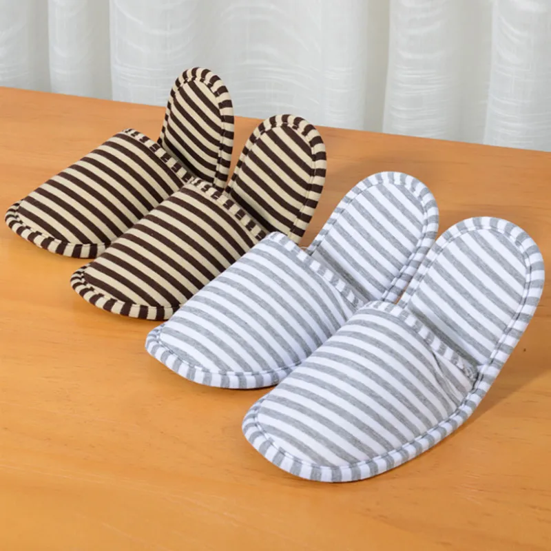 Складывающиеся тапочки для путешествий; хлопковые домашние тапочки в полоску; домашняя обувь для влюбленных пар