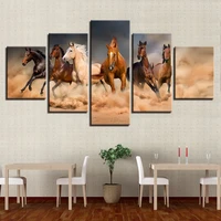 canvas paintings wall art framework 5 pieces galloping horses poster hd prints running steed pictures for living room home decor