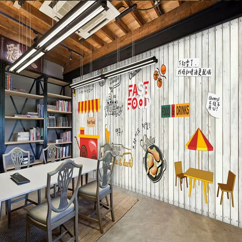 Фото обои Европейская мода деревянная Фреска Корейская еда жареная курица