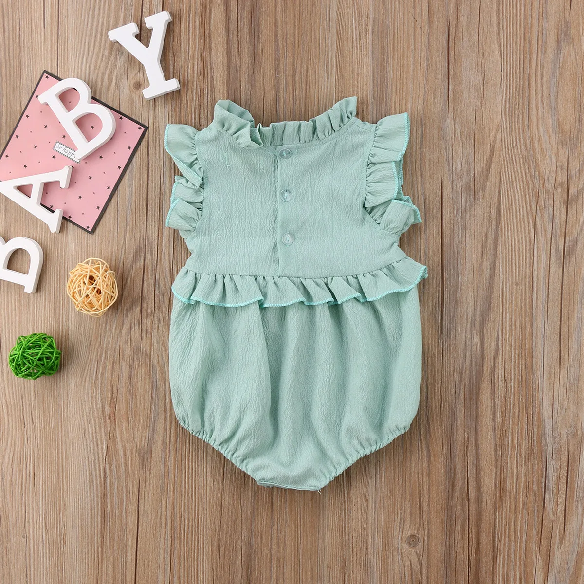 Brand New Summer Newborn Simple Toddler Baby Girl Romper Infant One-sleeve Jumpsuits Bodysuits Outfit Wholesale 0-24Ms | Детская одежда