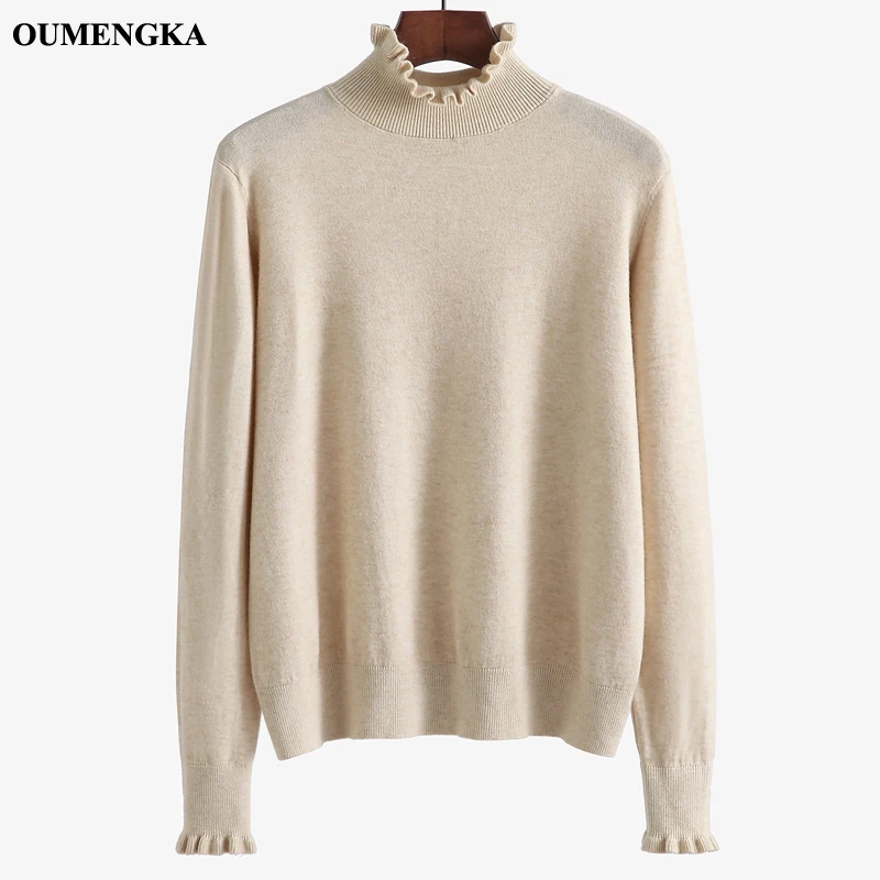 Turtleneck Ruched Women Sweater High Elastic Solid 2019 Fall Winter Fashion Loose Casual Knitted Pullovers Coffee | Женская одежда