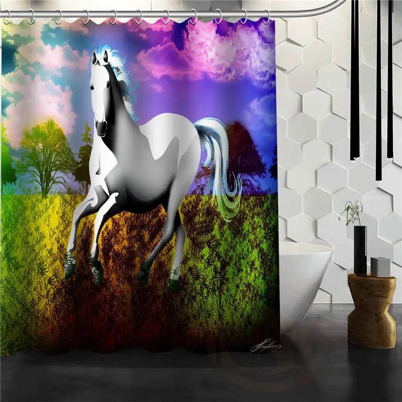 

custom sparkling crystal unicorn bathroom curtains shower curtain