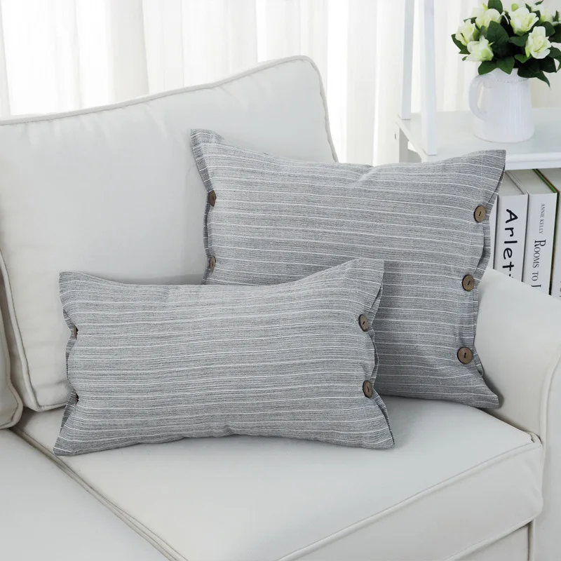 Японский свежий стиль Полосатый плед декоративный хлопковый льняной