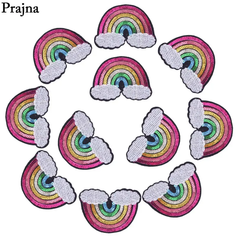 

Нашивки с радужными блестками Prajna, 10 шт., термоклейкая значки на одежду куртка, украшения для рукоделия, оптовая продажа
