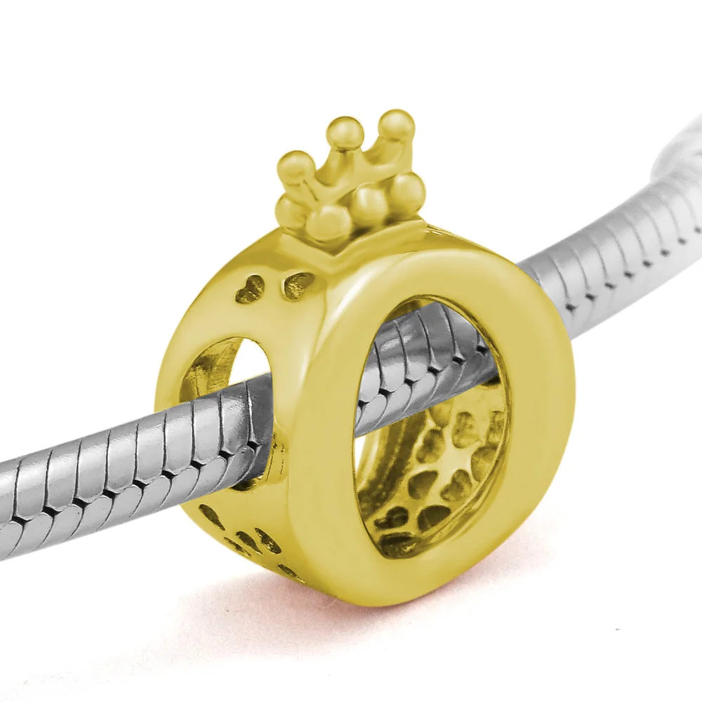 DIY Beads Charms Silver 925 Original Bracelet Sterling-Silver-Jewelry Shine Golden Crown O Bead FOR jewelry Berloque | Украшения и