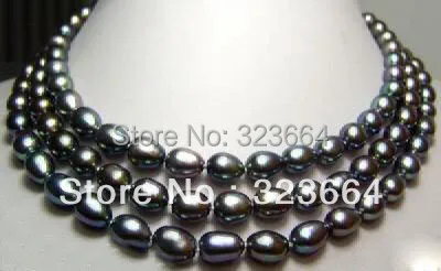 Модное ожерелье из 3 нитей черного пресноводного жемчуга|freshwater pearl necklace|fashion