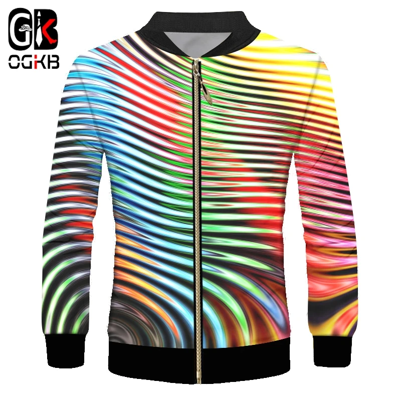 Куртка OGKB мужская с длинным рукавом пиджак на молнии 3D рисунком смешная одежда