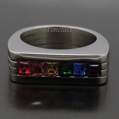 Free Shipping New Fashion Rainbow CZs Gay Lesbian LGBT Pride Stainless Steel Ring Jewelry Size 7 8 9 10 11 12 13 | Украшения и