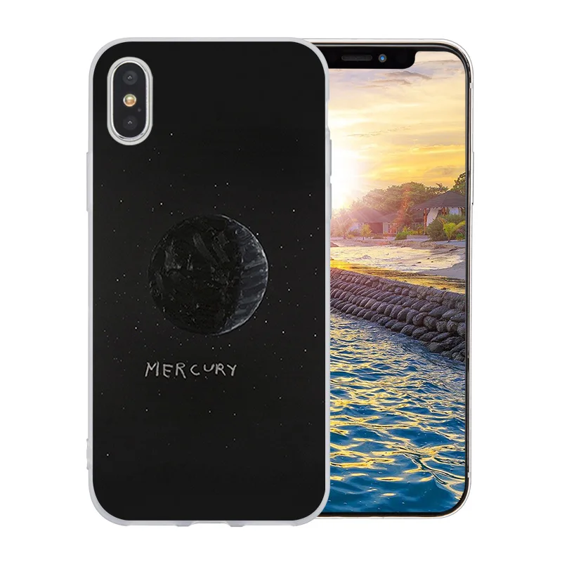 Чехол для телефона Apple iPhone 7/8 Plus X 10 Space Moon Pattern 5C 5S SE 6 6S оболочка мягкая силиконовая