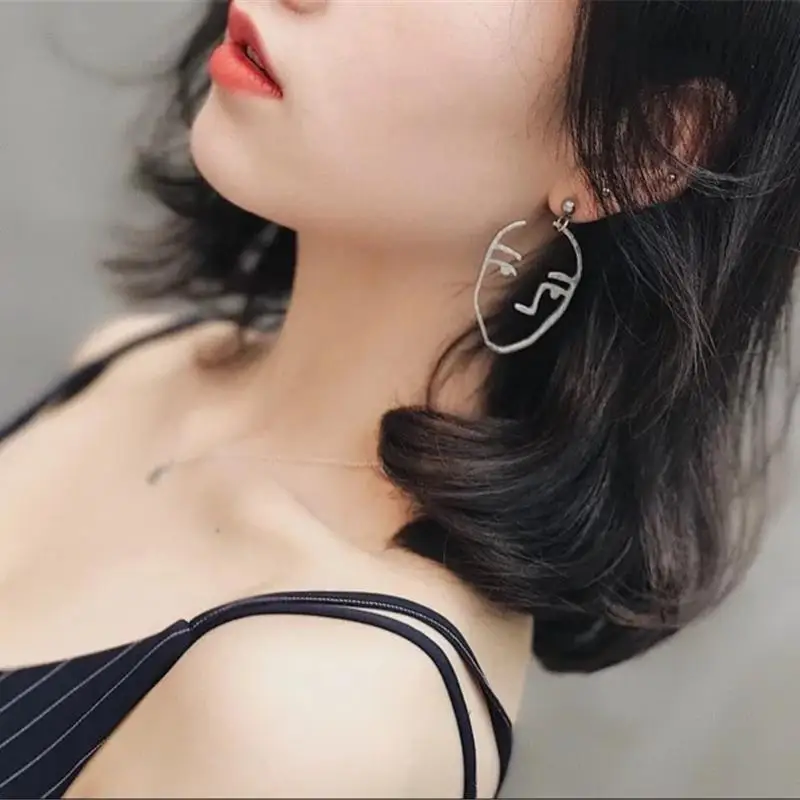 Женские серьги с абстрактным контуром большие яркие 2018|Серьги-подвески| |