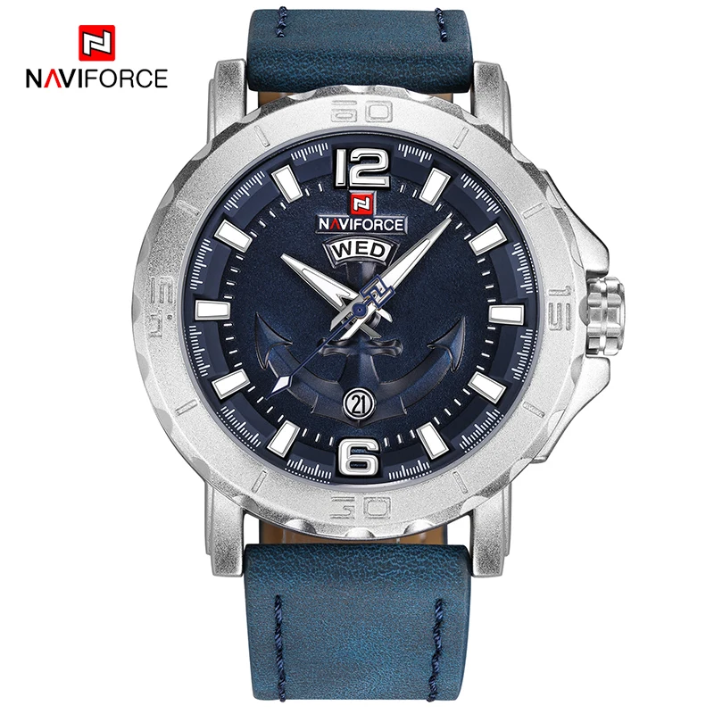 BLUE NAVIFORCE мужские часы Аналоговые часы с датой кварцевые часы мужские армейские военные наручные часы люксовый бренд мужские спортивные наручные часы Relogio - Цвет: BLUE