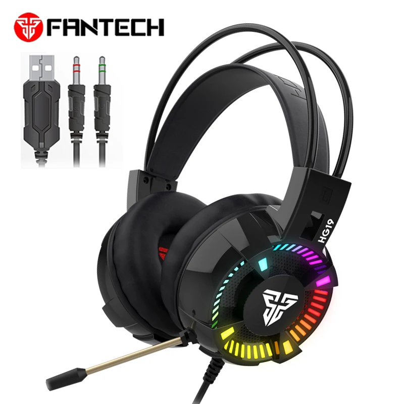 Fantech HG19 Стерео Игровые наушники с микрофоном светодиодный свет для компьютерных