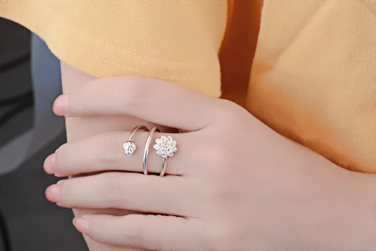 Fresh Flower Finger Ring Open Ajustable Sweet for Girl Accessories Birthday Valentine's Day Gift | Украшения и аксессуары
