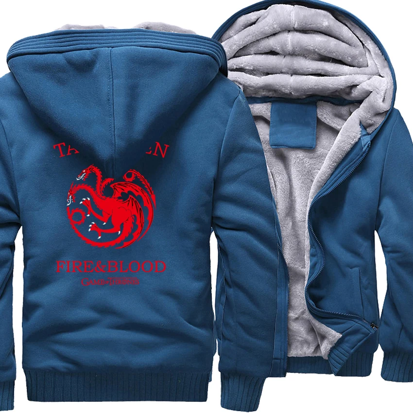 Весенние флисовые толстовки для мужчин утолщенные свитшоты Targaryen Fire &amp Blood