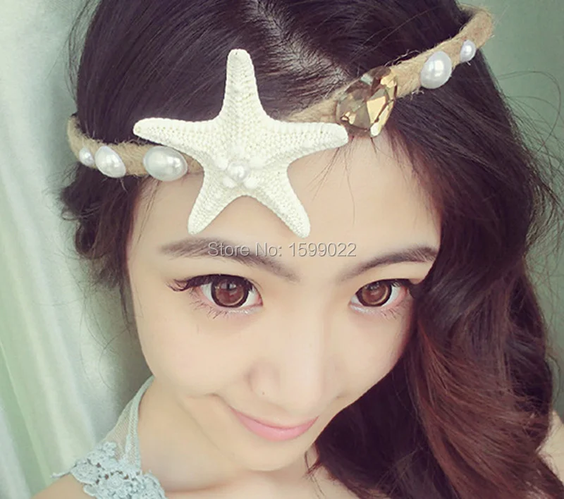 Пляжная натуральная морская звезда повязка на голову винтажное праздничное