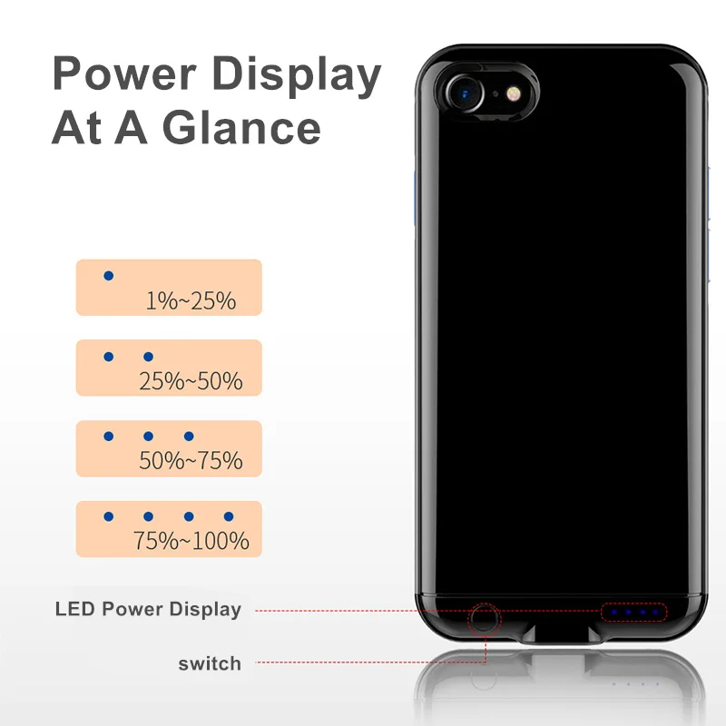 Чехол для аккумулятора Iphone 8 Plus высококачественная металлическая рамка 4000 мАч