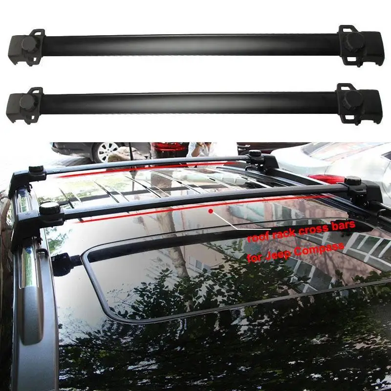 2x Черный Регулируемая Автомобилей Поперечные рельсы На Крыше 150LBS Топ Грузовой