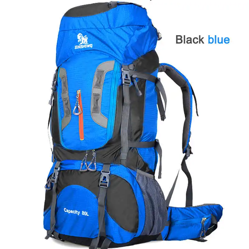 Black blue Открытый 80L походный рюкзак, походная сумка, альпинистская сумка, вместительный водонепроницаемый тактический военный рюкзак, мужская сумка - Цвет: Black blue