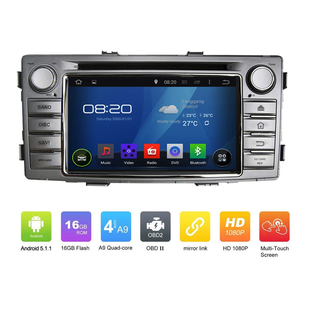 Автомобиль радио android 5.1.1 Для Toyota Hilux 2012 Автомобильный gps навигационная система 1din