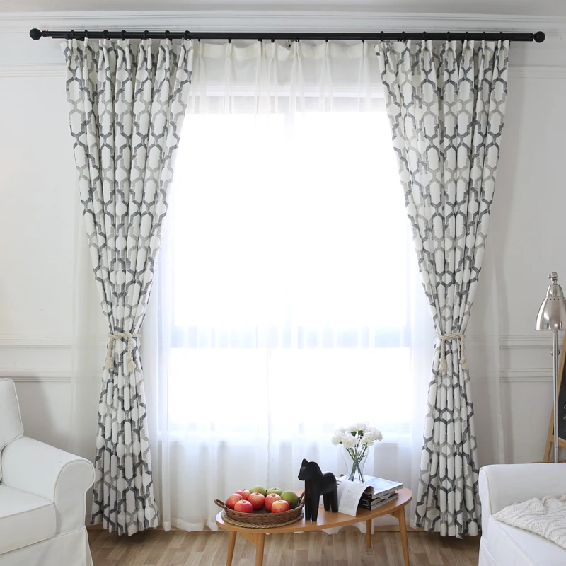 Geometric Element Printing Window Curtains for Living Room Cotton Linen Soft Drapes Bedroom Decoration | Дом и сад