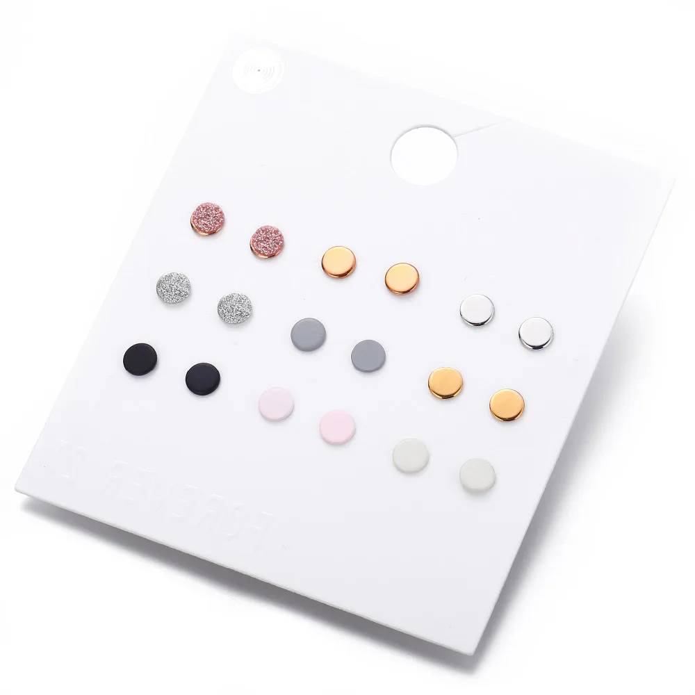 9 пар/компл. моды с круглыми стразами серьги гвоздики Комплект сережек для женщин